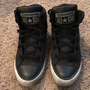 Black mid top converse